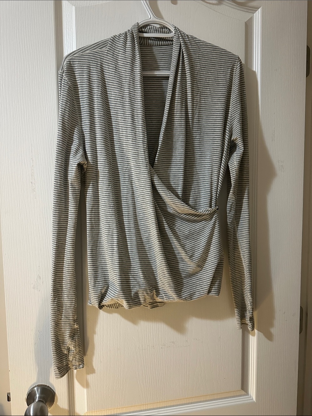 Lululemon Radiant Long-Sleeve Wrap- Gray/White striped